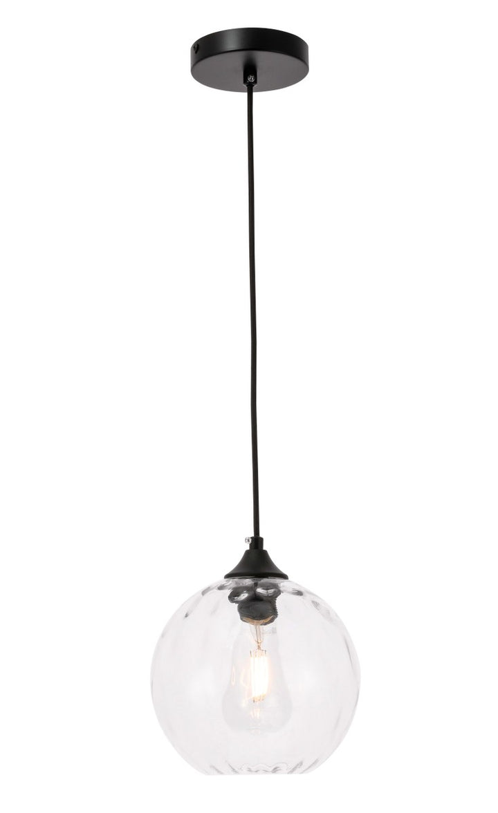 Elegant Cashel LD2281 Pendant Light - Black And Clear Glass