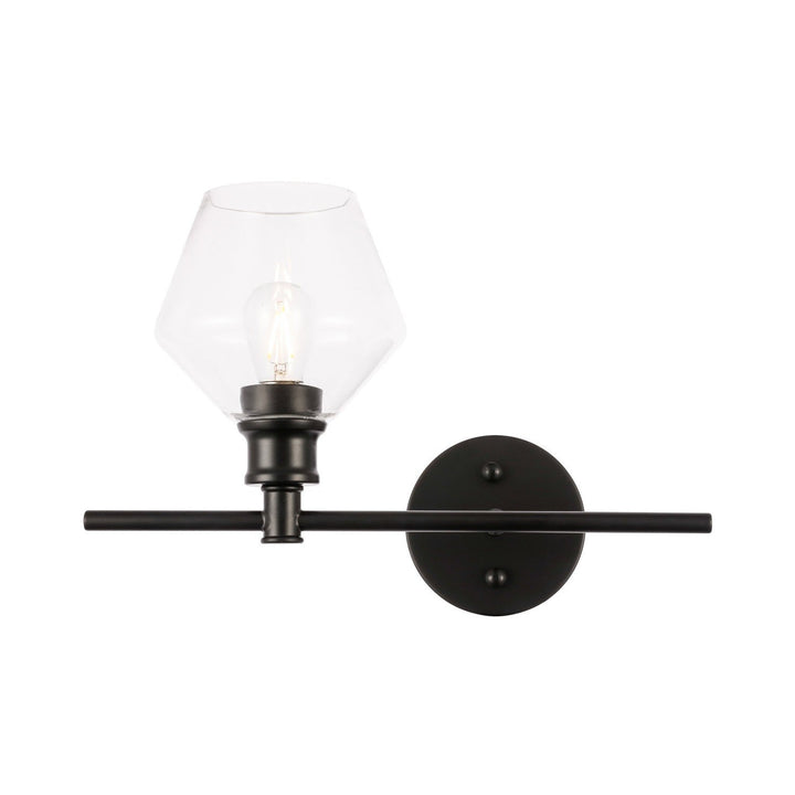 Elegant Gene LD2300BK Wall Light - Black And Clear Glass