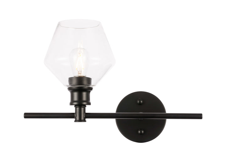 Elegant Gene LD2300BK Wall Light - Black And Clear Glass