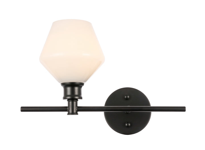 Elegant Gene LD2301BK Wall Sconce Light - Black And Frosted White Glass