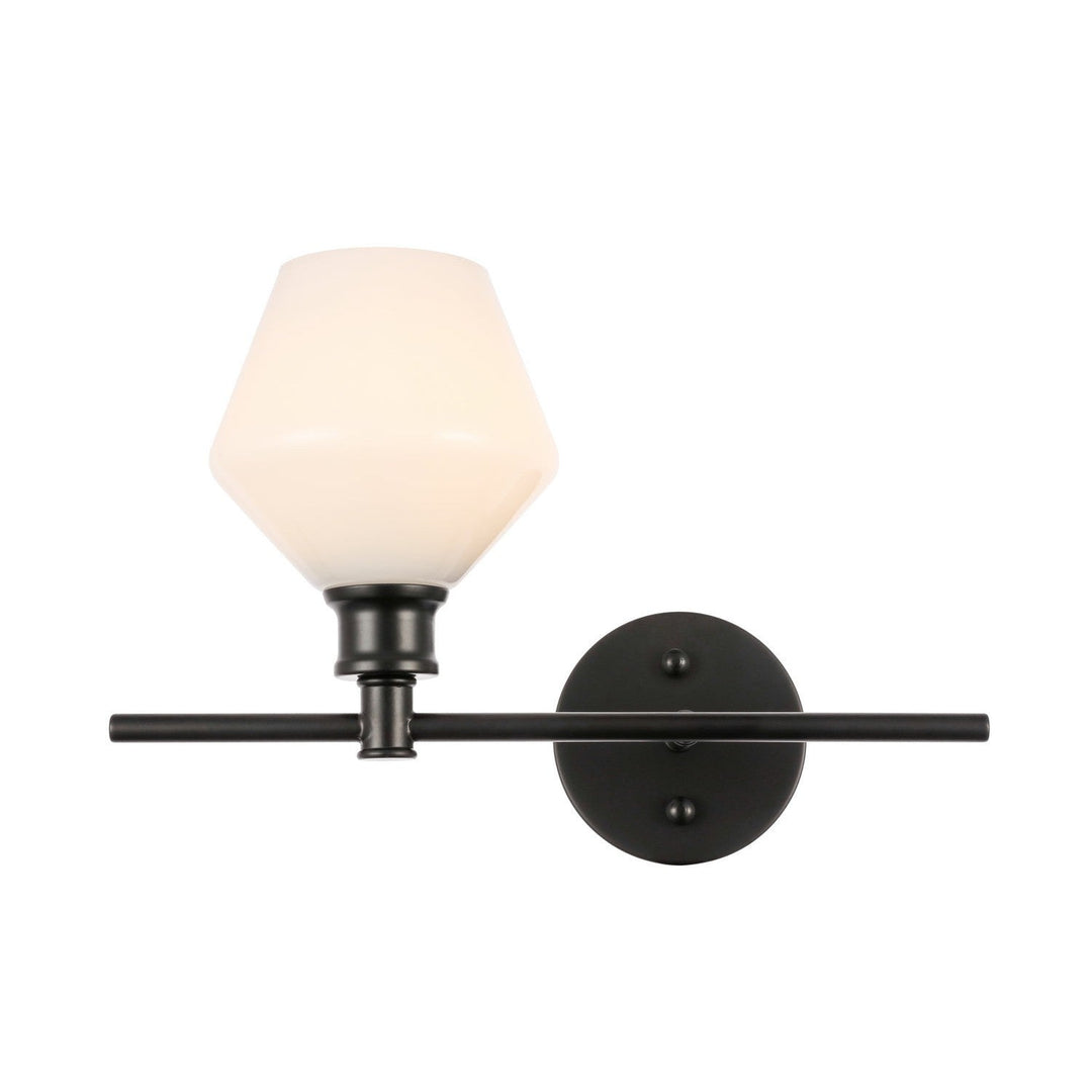 Elegant Gene LD2301BK Wall Sconce Light - Black And Frosted White Glass