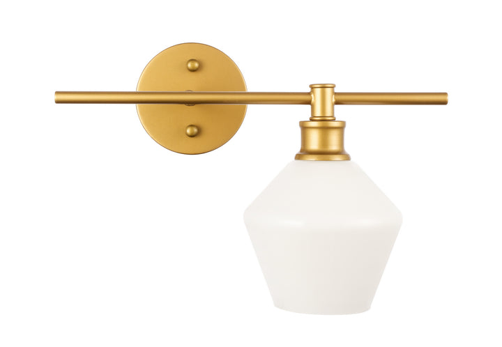 Elegant Gene LD2301BR Wall Sconce Light - Brass And Frosted White Glass