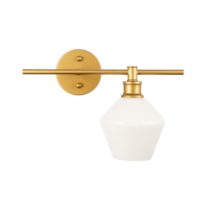 Elegant Gene LD2301BR Wall Sconce Light - Brass And Frosted White Glass