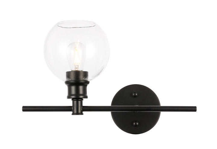 Elegant Collier LD2302BK Wall Sconce Light - Black And Clear Glass