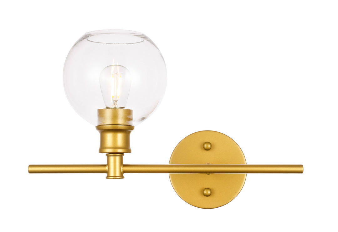 Elegant Collier LD2302BR Wall Sconce Light - Brass And Clear Glass