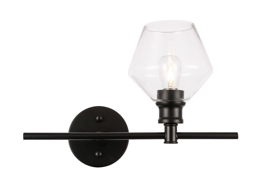 Elegant Gene LD2304BK Wall Sconce Light - Black And Clear Glass