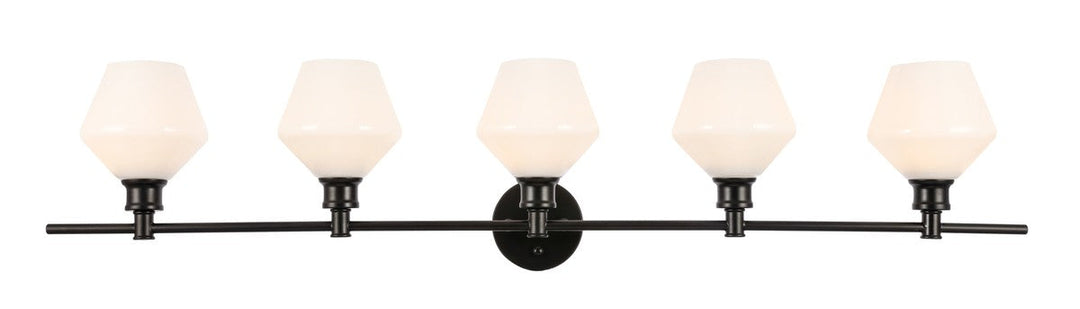 Elegant Gene LD2325BK Bath Vanity Light 8 in. wide - Black And Frosted White Glass