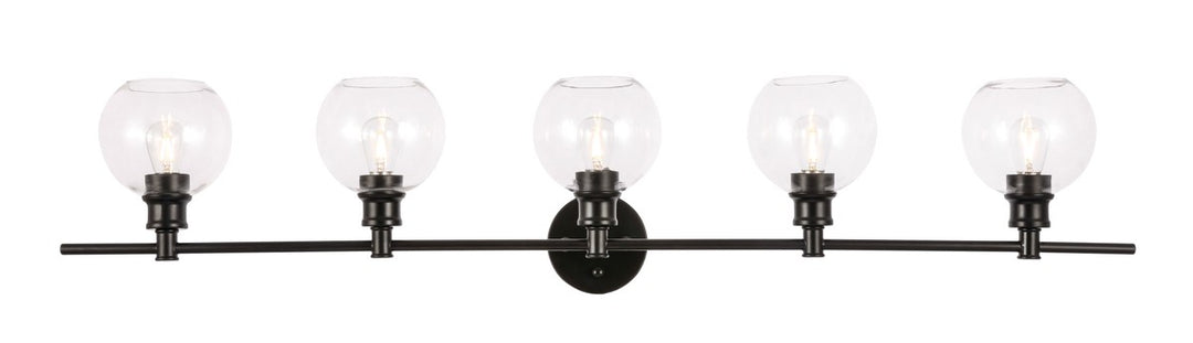 Elegant Collier LD2326BK Bath Vanity Light 8 in. wide - Black And Clear Glass