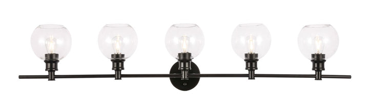 Elegant Collier LD2326BK Bath Vanity Light 8 in. wide - Black And Clear Glass