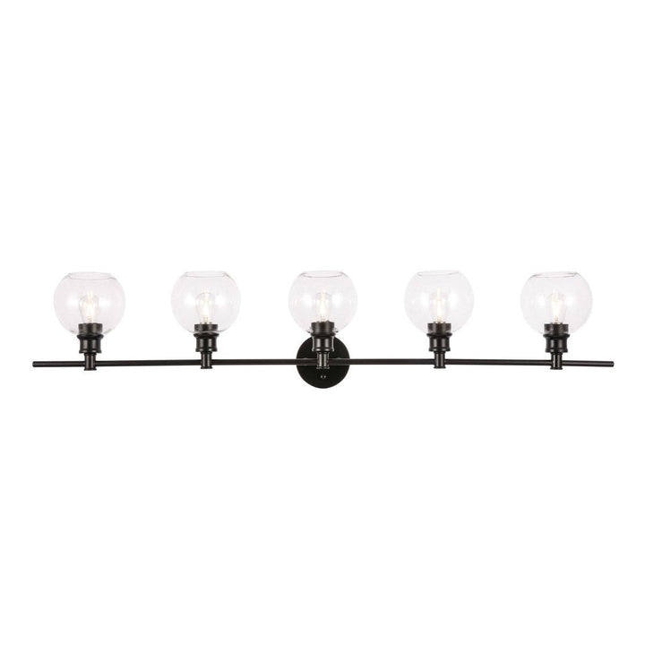 Elegant Collier LD2326BK Bath Vanity Light 8 in. wide - Black And Clear Glass