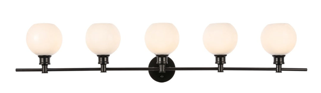 Elegant Collier LD2327BK Bath Vanity Light 8 in. wide - Black And Frosted White Glass