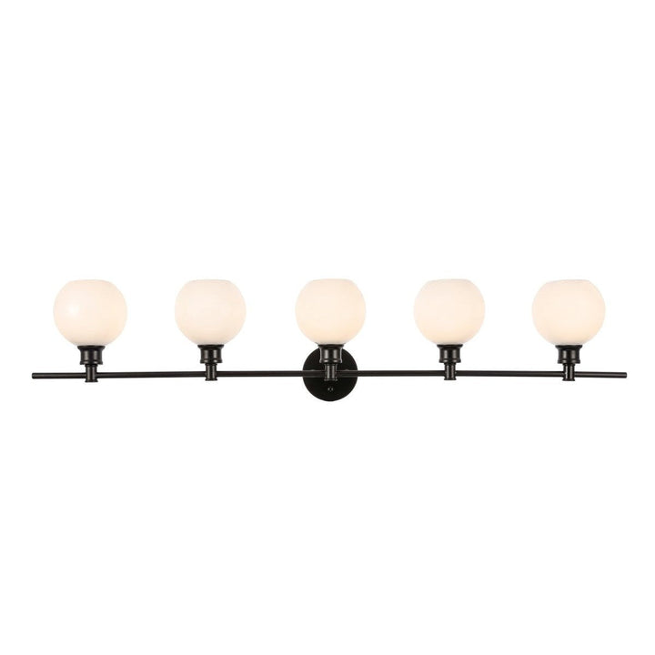 Elegant Collier LD2327BK Bath Vanity Light 8 in. wide - Black And Frosted White Glass