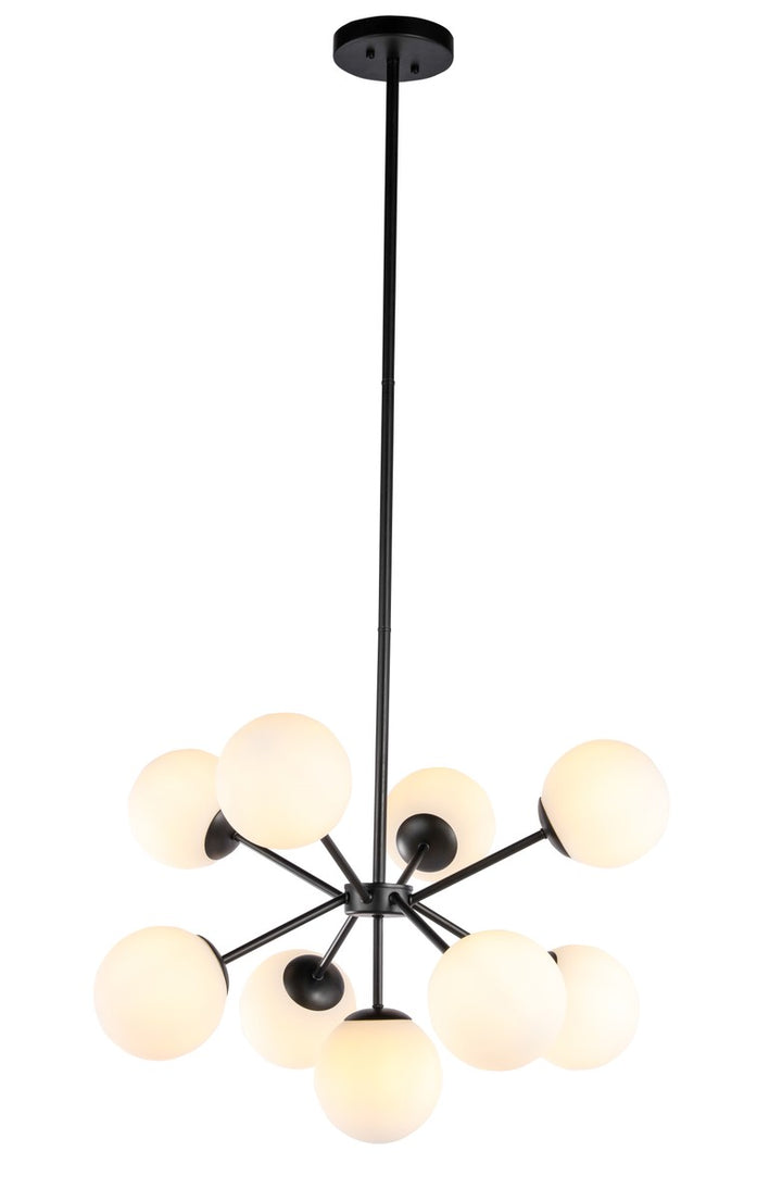 Elegant Jupiter LD5028D27BK Pendant Light - Black And Frosted White Glass