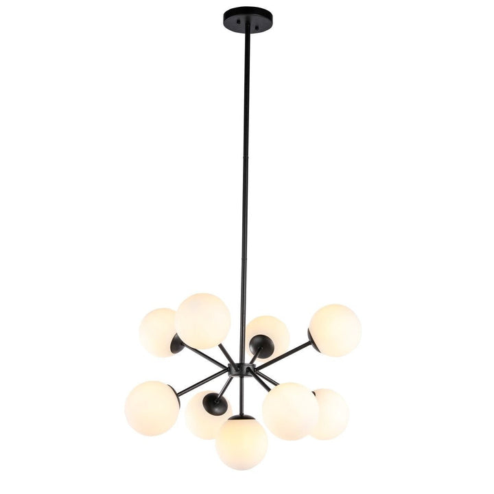 Elegant Jupiter LD5028D27BK Pendant Light - Black And Frosted White Glass