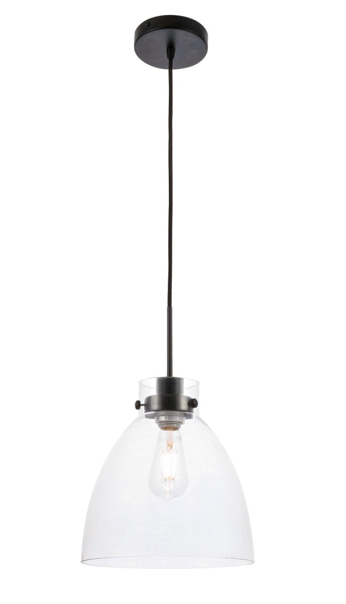 Elegant Frey LD5029D11BK Pendant Light - Black And Clear Glass