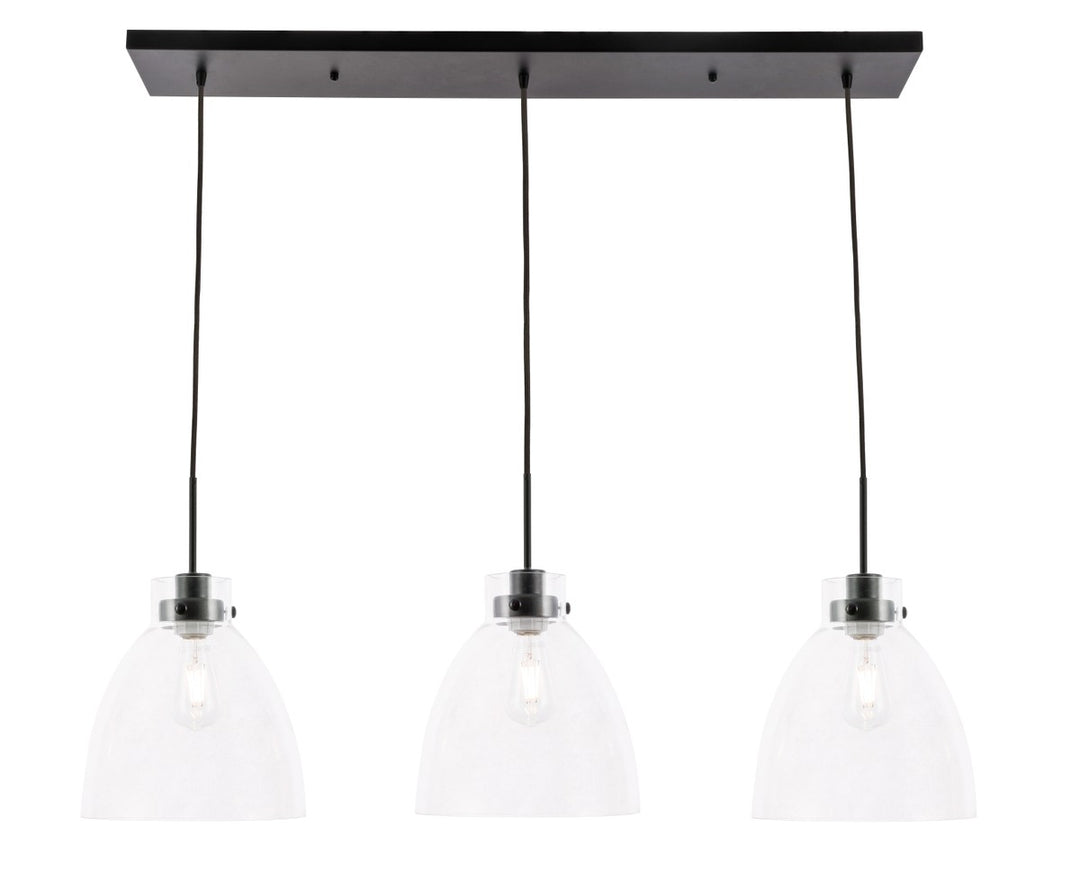 Elegant Frey LD5030D42BK Pendant Light - Black And Clear Glass