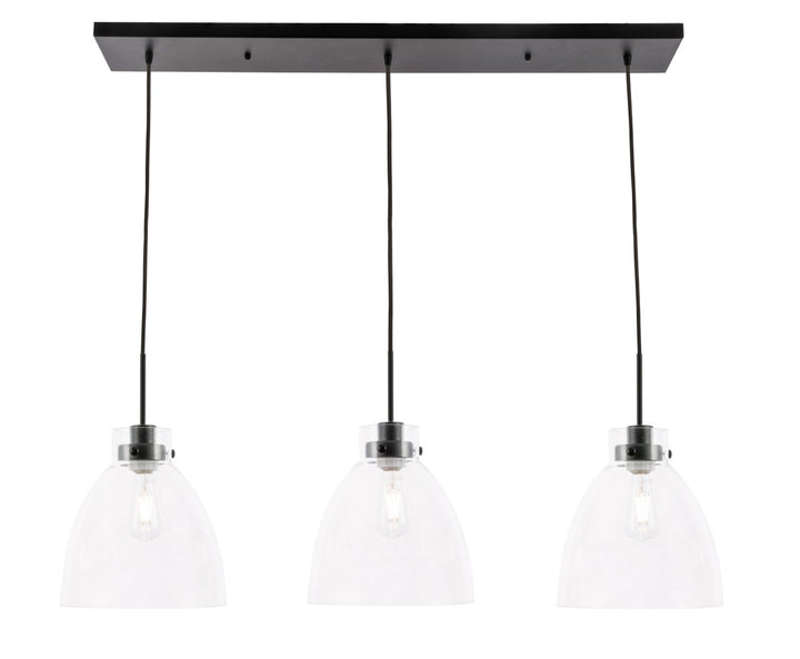 Elegant Frey LD5030D42BK Pendant Light - Black And Clear Glass