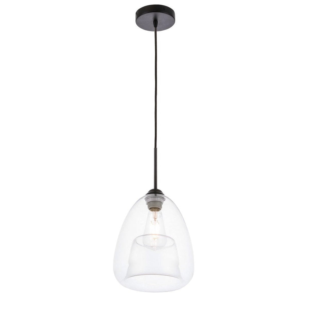 Elegant Kason LD5031D8BK Pendant Light - Black And Clear Glass