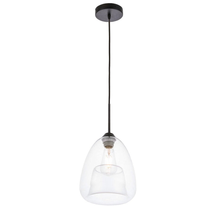 Elegant Kason LD5031D8BK Pendant Light - Black And Clear Glass