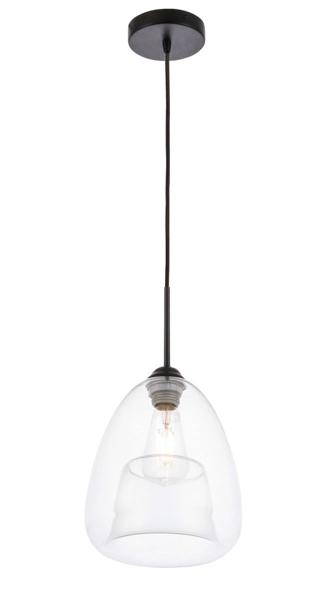 Elegant Kason LD5031D8BK Pendant Light - Black And Clear Glass