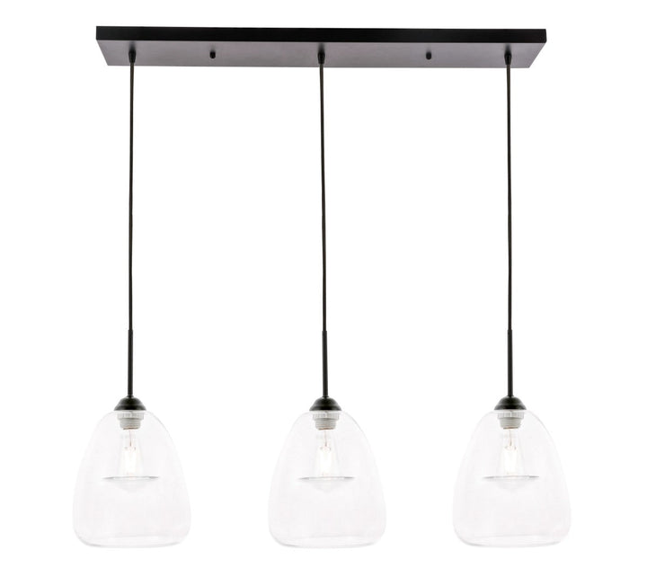 Elegant Kason LD5032D36BK Pendant Light - Black And Clear Glass