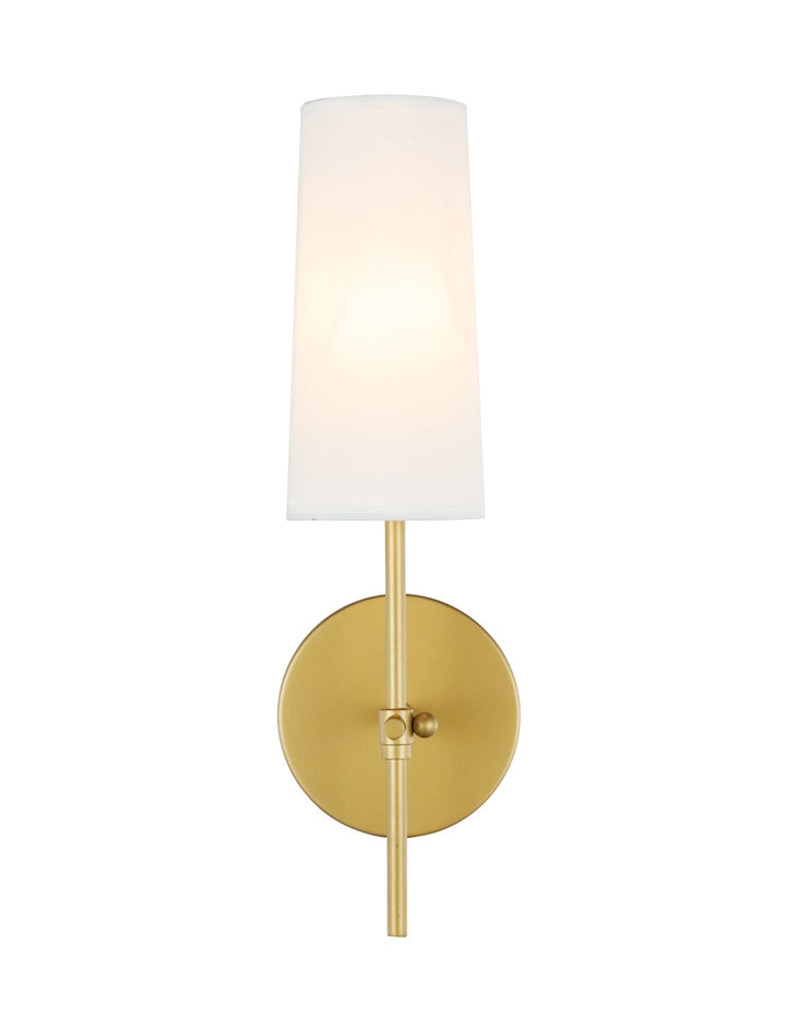 Elegant Mel LD6004W5BR Wall Sconce Light - Brass And White Shade