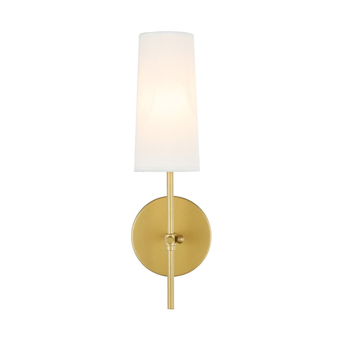 Elegant Mel LD6004W5BR Wall Sconce Light - Brass And White Shade