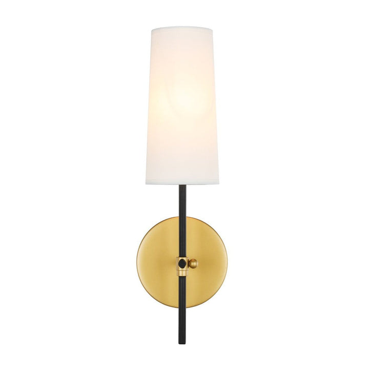 Elegant Mel LD6004W5BRBK Wall Sconce Light - Brass And Black And White Shade