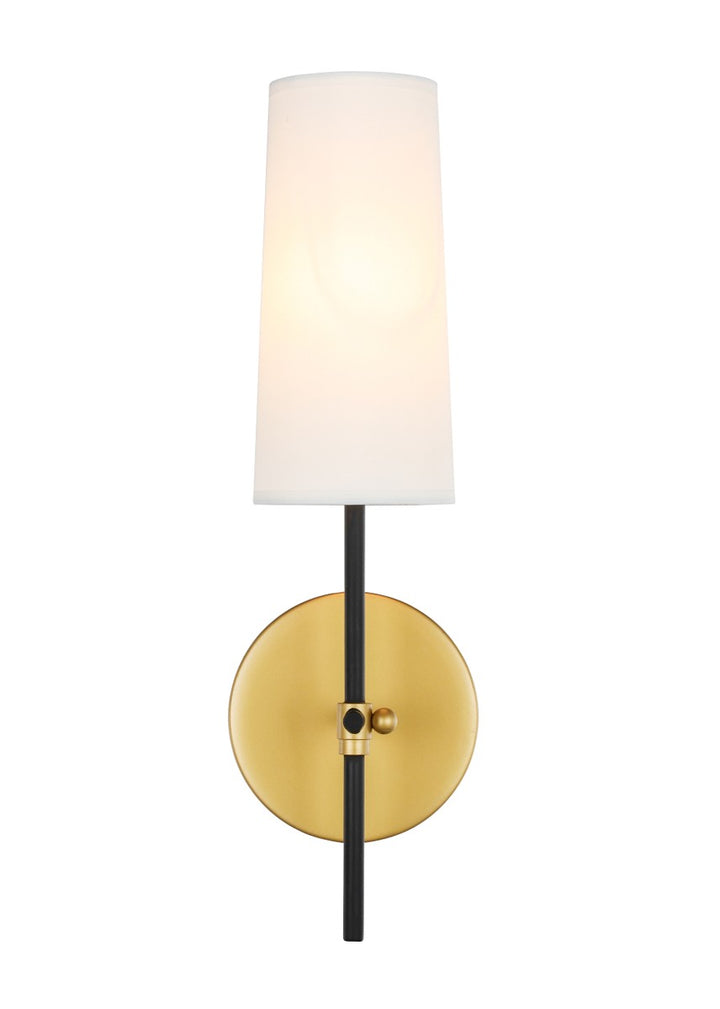 Elegant Mel LD6004W5BRBK Wall Sconce Light - Brass And Black And White Shade