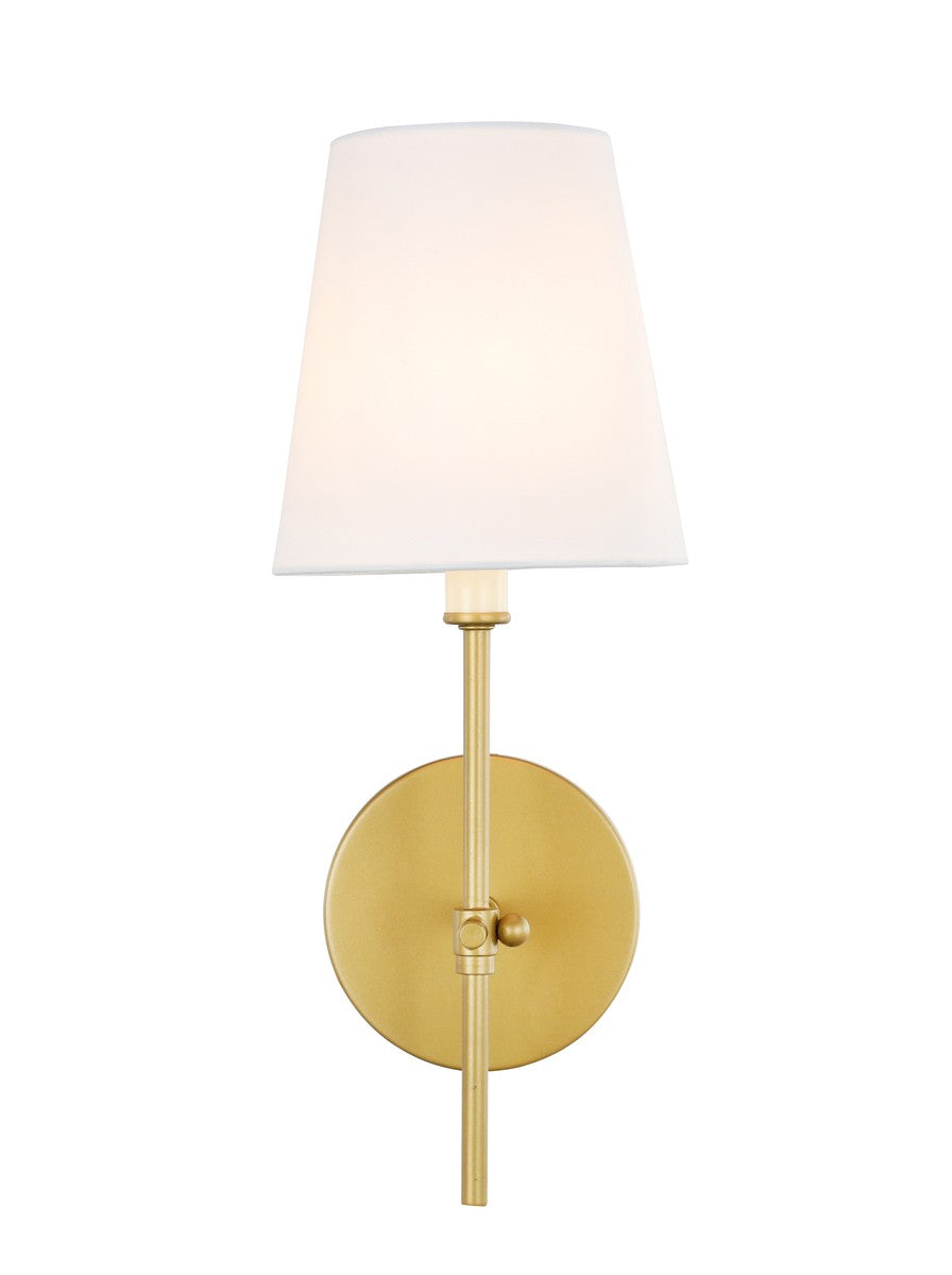 Elegant Mel LD6004W6BR Wall Sconce Light - Brass And White Shade