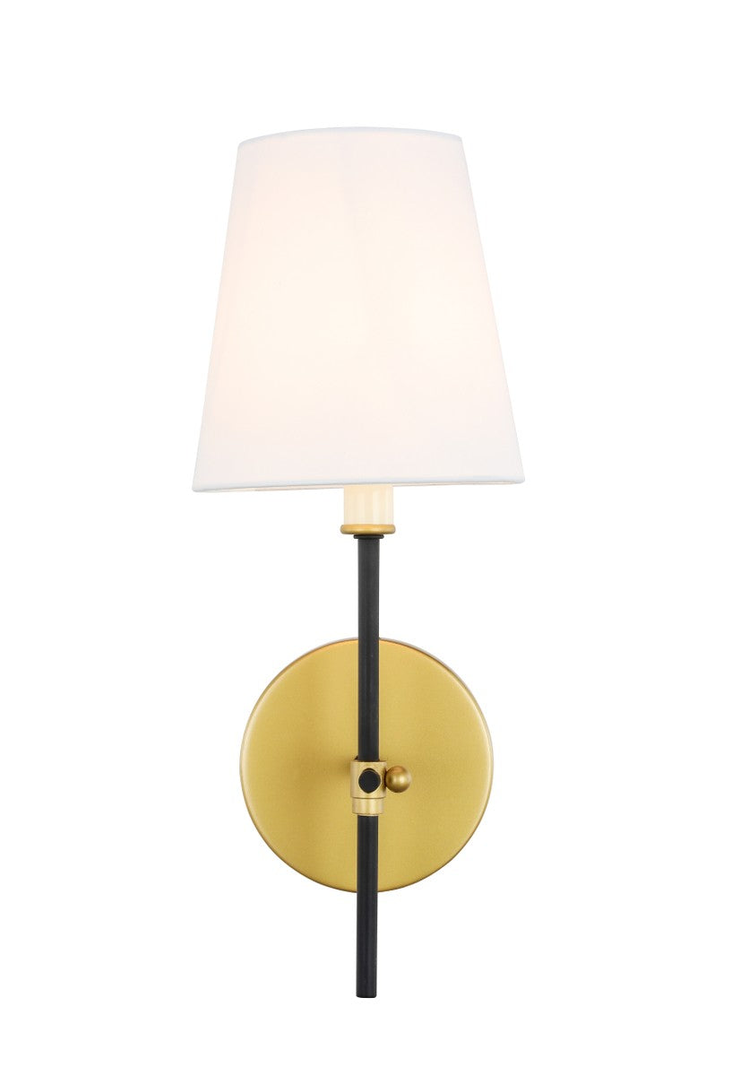 Elegant Mel LD6004W6BRBK Wall Sconce Light - Brass And Black And White Shade