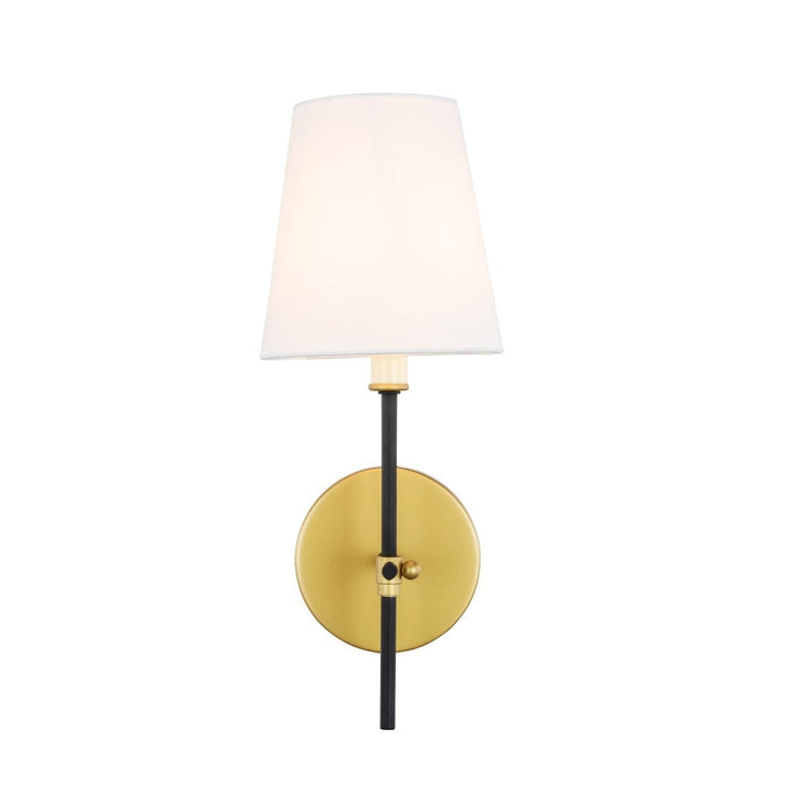 Elegant Mel LD6004W6BRBK Wall Sconce Light - Brass And Black And White Shade