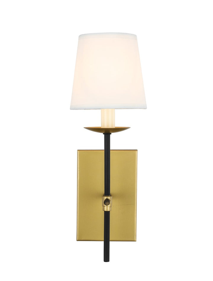 Elegant Eclipse LD6102W4BRBK Wall Sconce Light - Brass And Black And White Shade