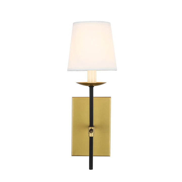 Elegant Eclipse LD6102W4BRBK Wall Sconce Light - Brass And Black And White Shade