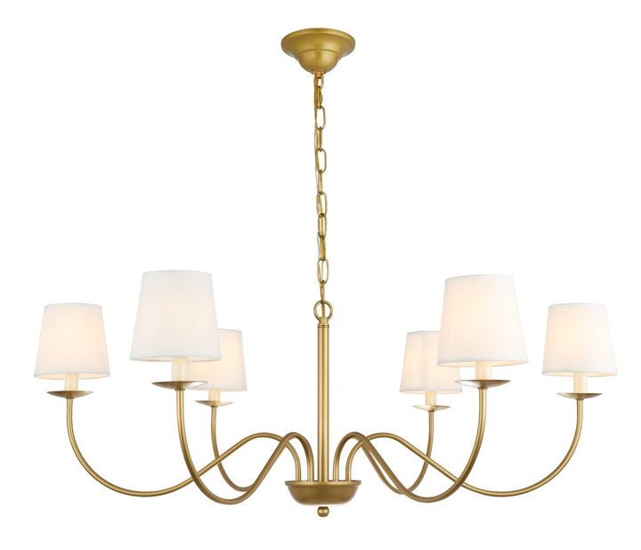 Elegant Eclipse LD6103D37BR Chandelier Light - Brass And White Shade