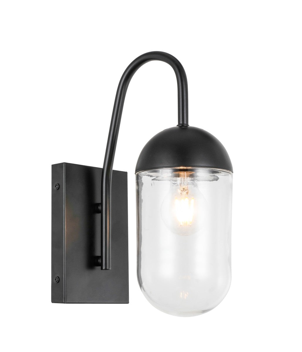 Elegant Kace LD6168BK Wall Sconce Light - Black And Clear Glass