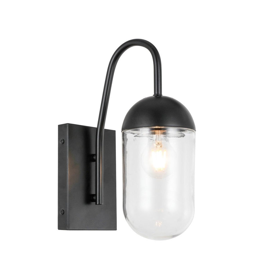 Elegant Kace LD6168BK Wall Sconce Light - Black And Clear Glass