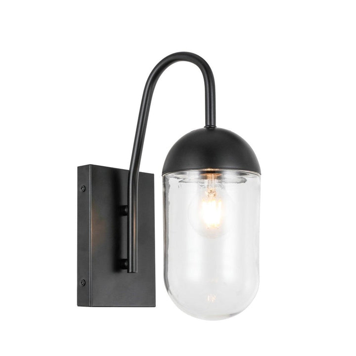 Elegant Kace LD6168BK Wall Sconce Light - Black And Clear Glass