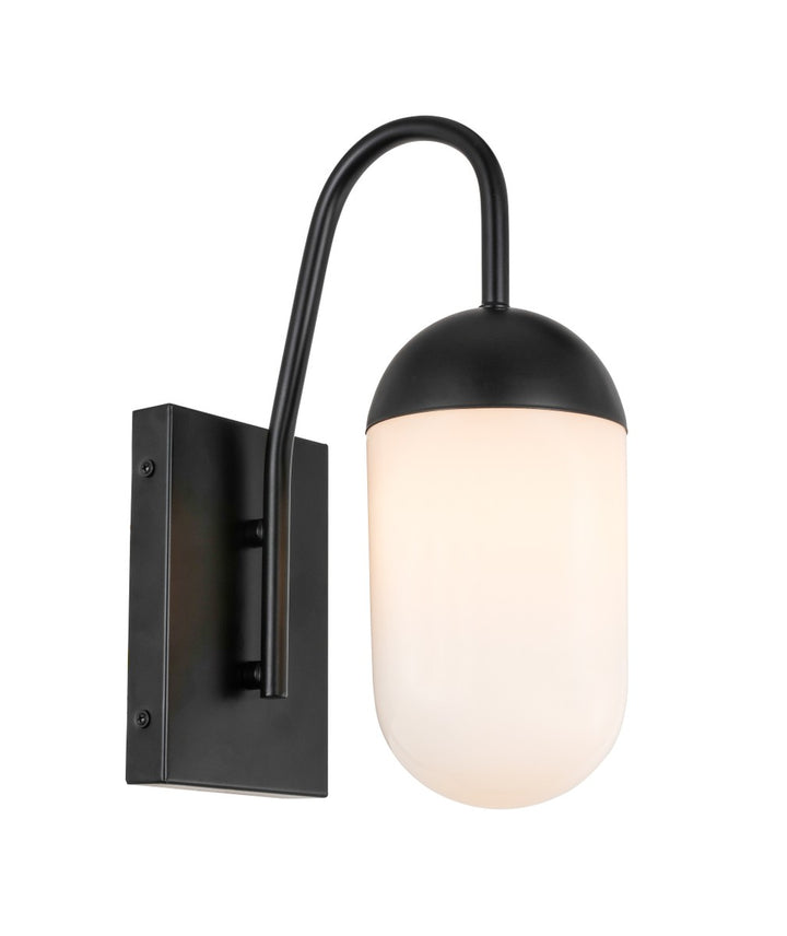 Elegant Kace LD6169BK Wall Sconce Light - Black And Frosted White Glass