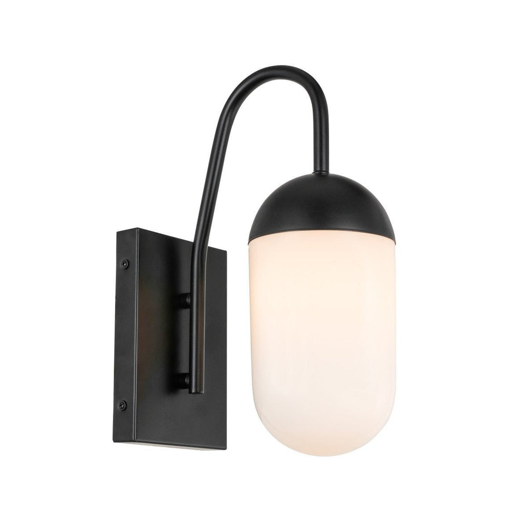 Elegant Kace LD6169BK Wall Sconce Light - Black And Frosted White Glass