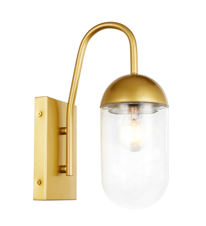 Elegant Kace LD6172BR Wall Sconce Light - Brass And Clear Glass