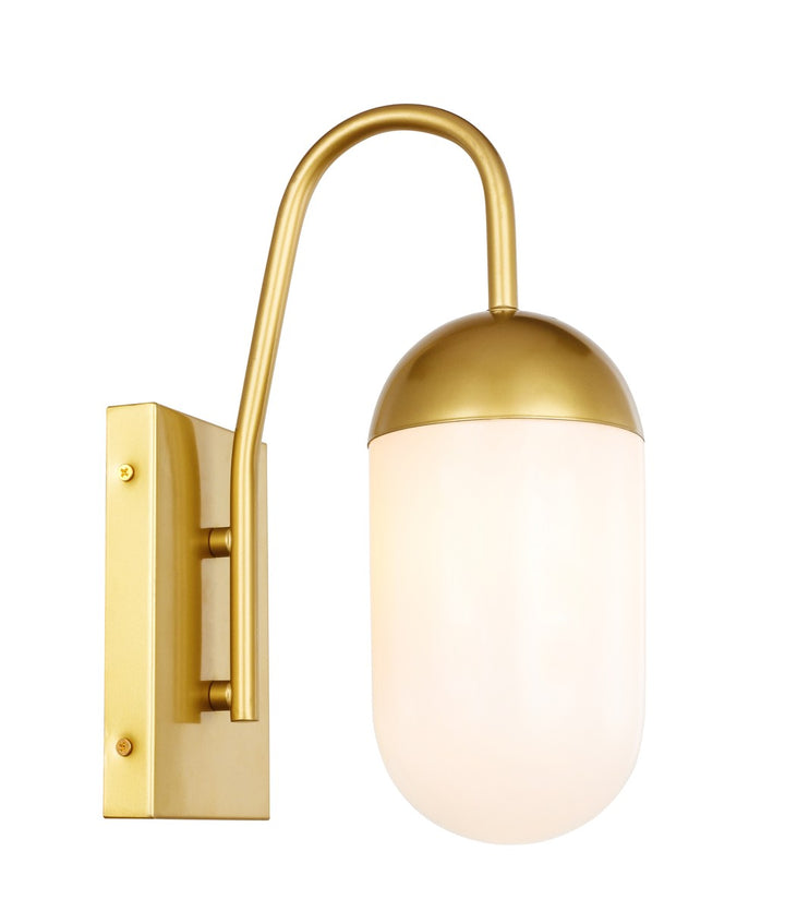 Elegant Kace LD6173BR Wall Sconce Light - Brass And Frosted White Glass
