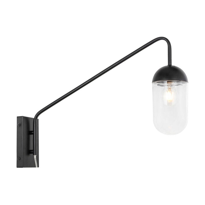 Elegant Kace LD6174BK Wall Sconce Light - Black And Clear Glass