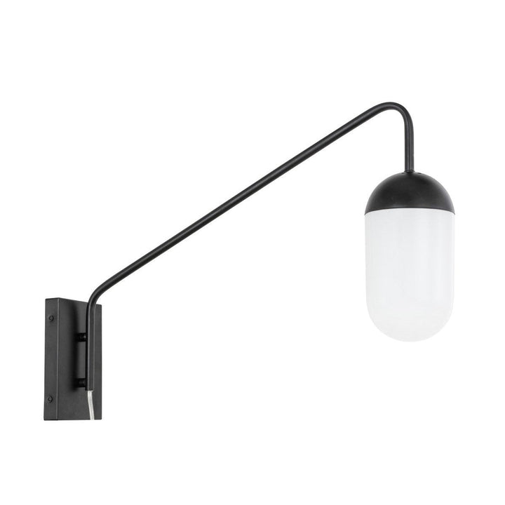 Elegant Kace LD6175BK Wall Sconce Light - Black And Frosted White Glass