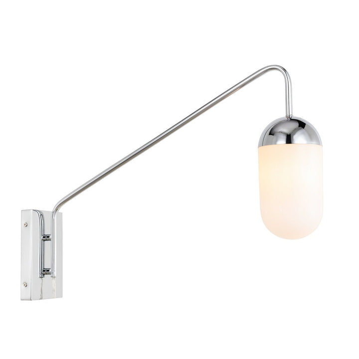 Elegant Kace LD6177C Wall Sconce Light - Chrome And Frosted White Glass