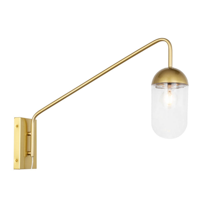 Elegant Kace LD6178BR Wall Sconce Light - Brass And Clear Glass