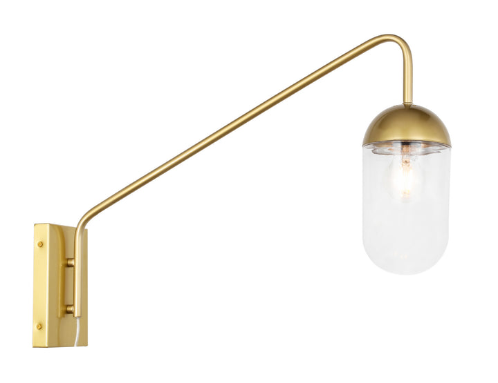 Elegant Kace LD6178BR Wall Sconce Light - Brass And Clear Glass