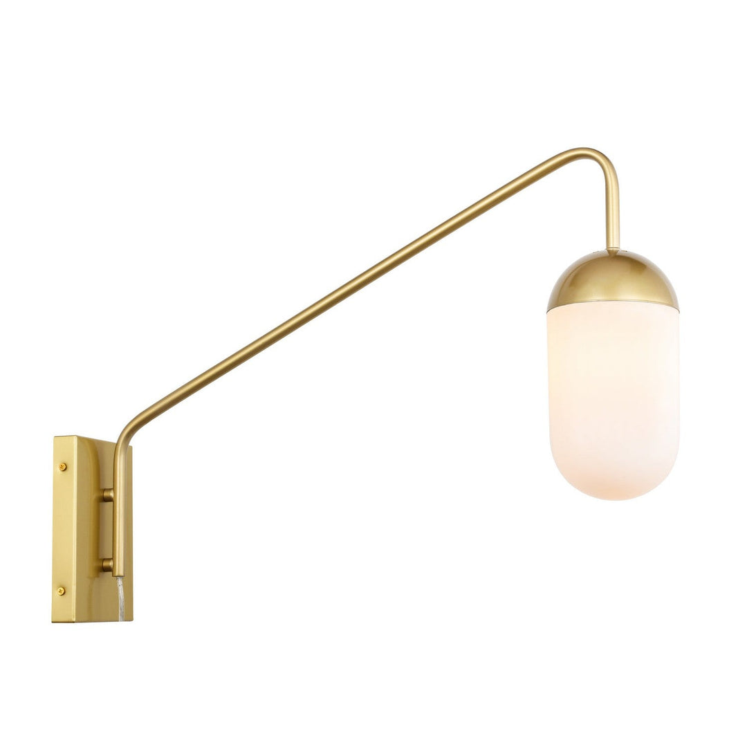 Elegant Kace LD6179BR Wall Sconce Light - Brass And Frosted White Glass