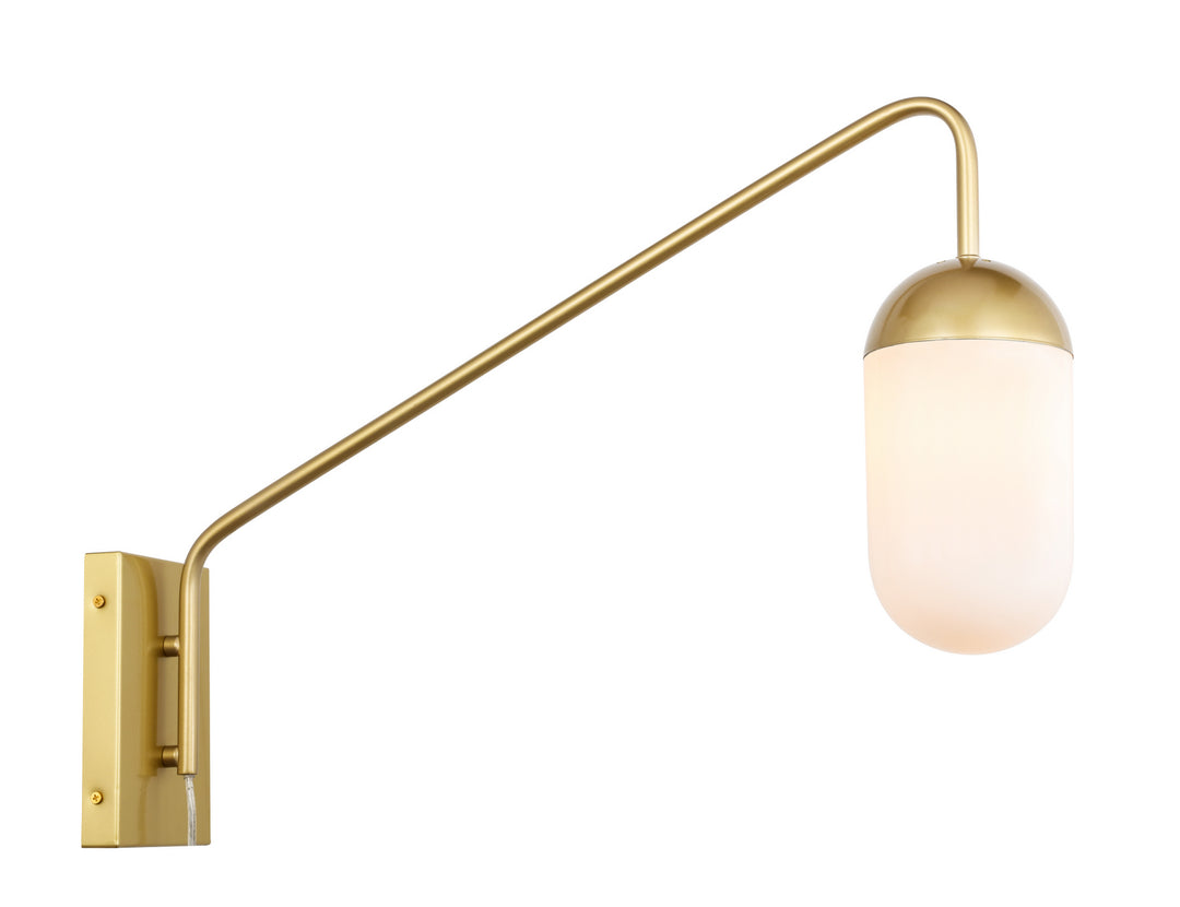 Elegant Kace LD6179BR Wall Sconce Light - Brass And Frosted White Glass