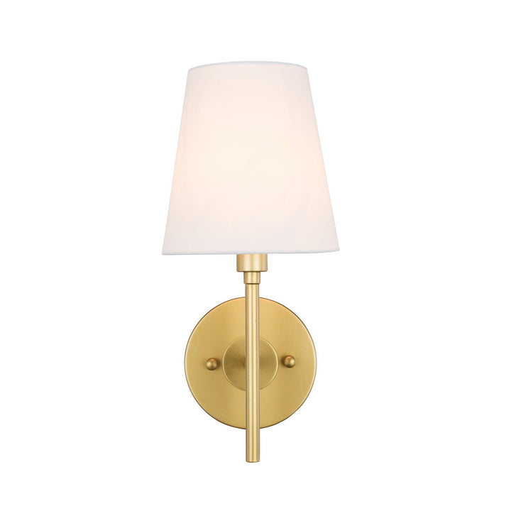 Elegant Cason LD6185BR Wall Sconce Light - Brass And White Shade